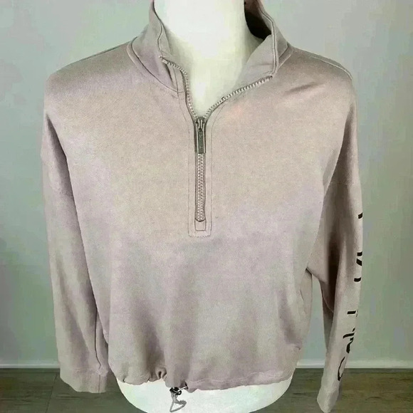 Calvin Klein Pink Cropped Pullover Sweatshirt Size M - Picture 2 of 8